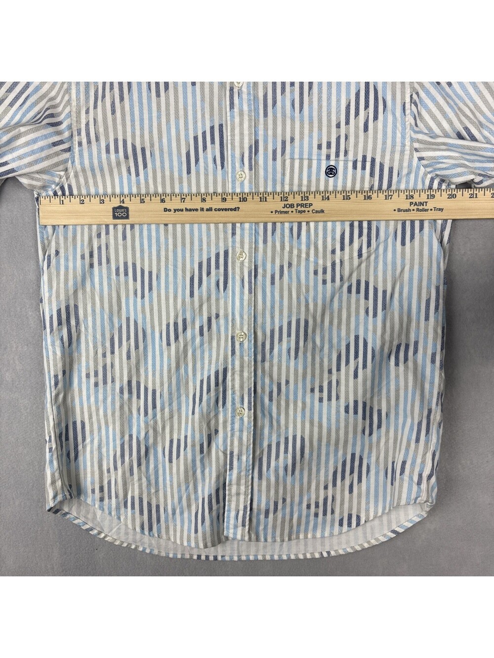 Vintage Stussy Short Sleeve Button Up Shirt Mens Small Blue Striped Camo USA - Picture 3 of 9